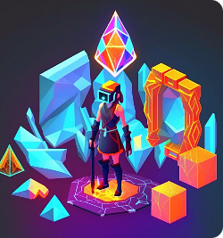 Imagem de uma personagem de videogame usando uma roupa de guerreira e com uma espada na mão em um ambiente virtual.